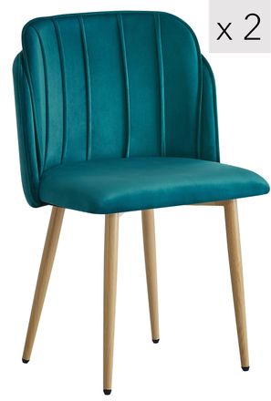 Nordlys Set of 2 Scandinavian Dining Chairs with Metal Legs in Blue