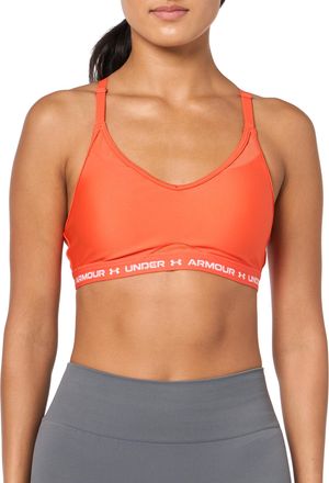 Under Armour Womens Crossback Low Impact Sports Bra, (847) Fire / / White, L