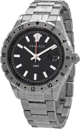 Versace Hellenyium GMT Black Dial Mens Watch V1102 0015