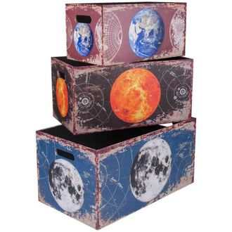 Wanderlust Deco Wanderlust Deco - Set 3 Cestos De Madera Y Canvas