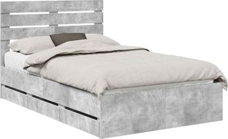 vidaXL Estructura De Cama Gris Concreto 135 X 190 Cm Madera Ingenieril Vidaxl
