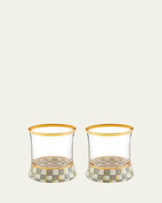 MacKenzie-Childs Sterling Check Tumbler Glass, Set of 2