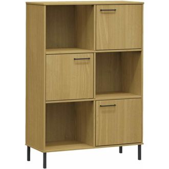 vidaXL Vidaxl - Librería patas de metal oslo madera maciza marrón 90x35x128,5cm