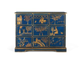 Giner&Colomer Aparador con 9 cajones pintados a mano y detalles dorados