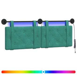 vidaXL Cabecero Colgante Con Luz Led Tuquesa Terciopelo Vidaxl