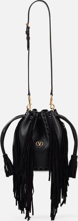 Valentino Garavani Secchiello Nellcôte Small in pelle con frange