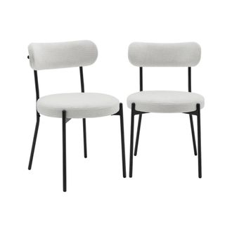 Sweeek Silla de metal y tela simple, set de 2, blanco