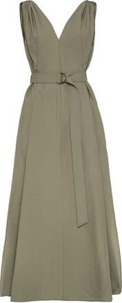 Brunello Cucinelli Belted Dress With Monili Shoulder