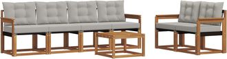 vidaXL Conjunto De Sof&aacute;s De Exterior 7 Uds. Gris Natural Y Claro Vidaxl