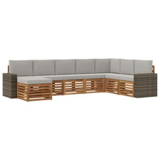 vidaXL Conjunto De Sof&aacute;s De Exterior 8 Pcs Natural Y Gris Claro Vidaxl
