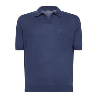 Tagliatore Polo Shirts, male, Blue, Size: 2XL Keith V-neck T-shirt
