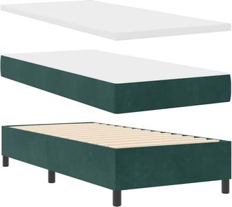 vidaXL Vidaxl - Cama Tipo Box Spring Verde Oscuro 90 X 200 Cm Terciopelo