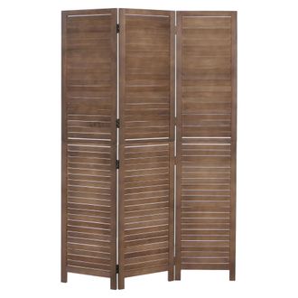 Hhg [nunca Usado] Biombo Hhg-506b, Separador De Ambientes, Mampara De Protecci&oacute;n Visual, Madera De Paulownia Vintage, 180 X 120 Cm, Marr&oacute;n