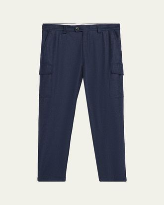 Brunello Cucinelli Mens Wool Flannel Tapered Leg Cargo Pants