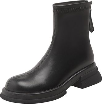 Generic Ankle Boots For Women Chunky Sole Platform Round Toe Non-Slip Sole Soft Combat Boots Ladies Elegant with Zipper Casual Shoes Autumn Winter size 5.5