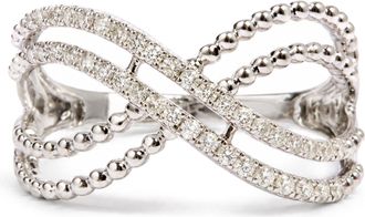 House of Brilliance 14K White Gold 1/4 Cttw Diamond Infinity Motif Bypass Ring