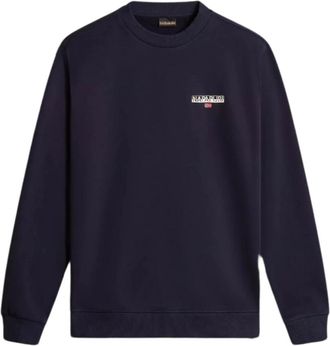 Napapijri Blauwe Katoenen Klassieke Trui B-Ice - Heren - Sweatshirts - Blauw - 3XL - Katoen - Hoodies & sweatvesten