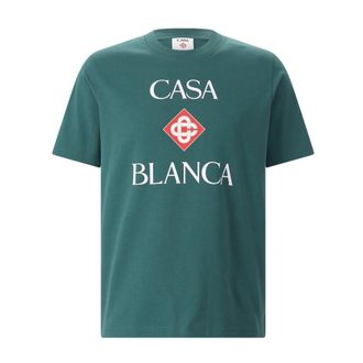 Casablanca Logo T-shirt - Heren - T-shirts - Groen - L - Katoen - Tops