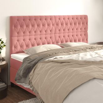 vidaXL Cabeceros 4 Unidades De Terciopelo Rosa 100x7x78/88 Cm Vidaxl