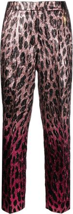 Roberto Cavalli animal-print lam&eacute; cropped trousers - women - Silk/Polyamide/Metallized Polyester - 42 - Pink