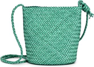 OLD TREND Reed Genuine Leather Woven Barrel Crossbody Bag in Mint at Nordstrom