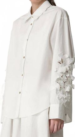 Forte_Forte en Fleur Embroidery Cotton Popline Shirt In Bianco