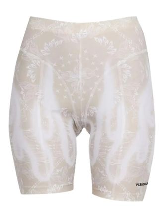 Vision Of Super flame-print shorts - women - Polyester - M - Neutrals