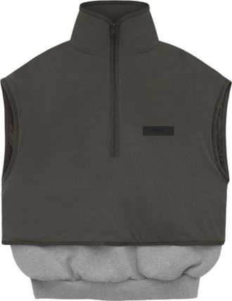 Fear of God SS24 Nylon Fleece Mockneck Vest Dark Heather Oatmeal Ink 202SP244293F