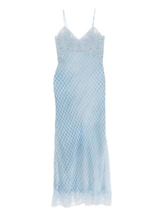 Ermanno Scervino lace gingham midi dress - Blauw