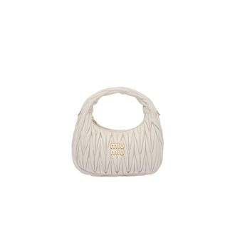 Miu Miu Wander Matelass&eacute; Nappa Leather Hobo Bag, Woman, White