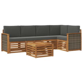 vidaXL Conjunto De Sof&aacute; Seccional Con Coj&iacute;n 5 Pcs Natural Y Antracita Vidaxl