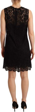 Dolce & Gabbana Womens Black Floral Lace Sheath Sleeveless Mini Dress Cotton