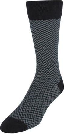 Trafalgar Store Holden Herringbone Mid-Calf Pima Cotton Socks in Charcoal And Grey Herringbone at Nordstrom