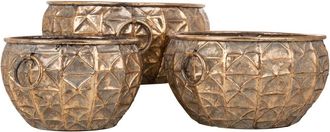 Wanderlust Deco Set 3 Maceteros De Metal Dorados
