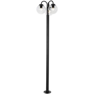 QAZQA Moderno Farol negro con cristal transparente 200cm 3-luces IP44 - Sfera Aluminio /Vidrio Alargada Adecuado para led Max. 3 x 40 Watt - Qazqa