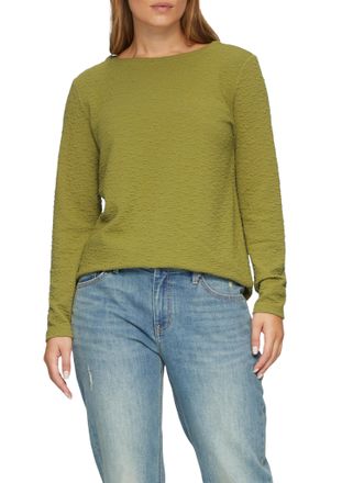 s.Oliver Longsweatshirt S.OLIVER, Damen, Gr. 36, gr&uuml;n, Sweatware, Obermaterial: 96% Polyester, 4% Elasthan, Crinkleoptik, regular fit taillenbedeckt, Rundhals,