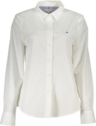 Tommy Hilfiger Witte Katoenen Overhemd met Italiaanse Kraag - Dames - Overhemden - Wit - XL - Katoen - Overhemden