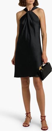 Theory Silky Sleeveless Twist Neck Mini Dress In Black