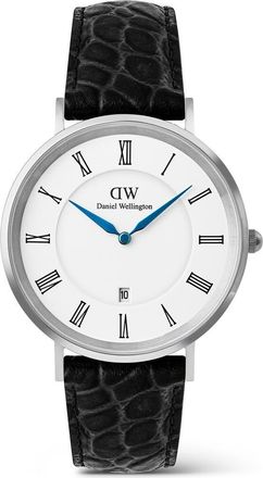 Daniel Wellington Classic Roman Numerals Leather Strap Watch, 40mm in White/silver/black at Nordstrom