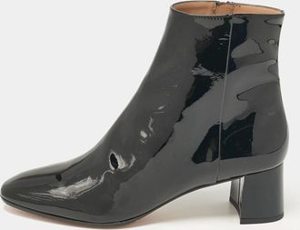 Aquazzura Black Patent Leather Ankle Length Boots Size 41