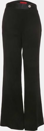 Carolina Herrera Black Crepe Brooch Detailed Flared Trousers