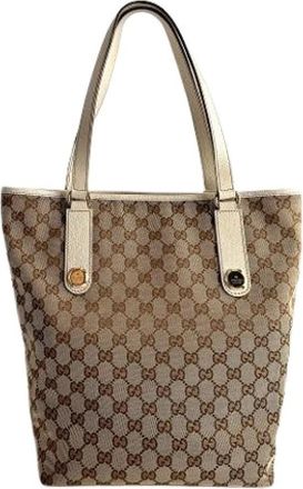 Gucci Pre-owned Canvas Tote Bag - Dames - Vintage Shopper - Beige - ONE Size - Vintage