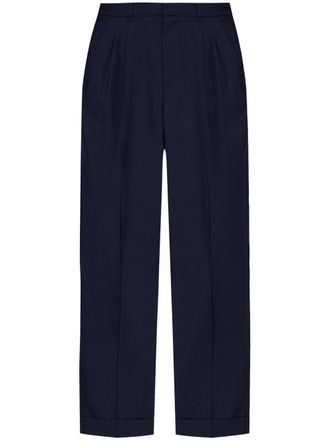 Casablanca creased straight-leg trousers - men - Virgin Wool/Viscose/Cotton - 46 - Blue