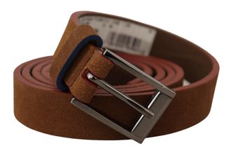 Dolce & Gabbana Womens Brown Logo Engraved Metal Waist Buckle Belt Leather