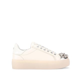 Kurt Geiger Womens Crystal Toecap Cupsole Sneakers - Cream - Size UK 3