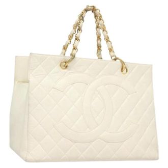 Chanel Pre-owned Tote Bags, female, White, Size: ONE SIZE Pre-owned Vintage Caviar Skin Hand Bag