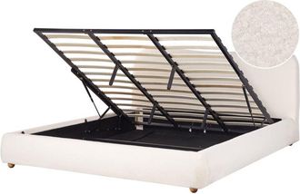 Beliani Cama con almacenaje minimalista moderno 180 x 200 cm bouclé blanco Blagnac