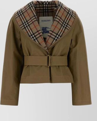 Burberry cotton jacket belted waist buttoned cuffs