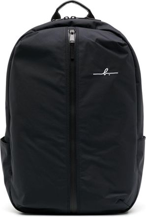 agn&egrave;s b. engraved-logo plain backpack - men - Nylon/Polyester - OS - Black