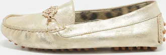 Roberto Cavalli Gold Suede Slip On Loafers